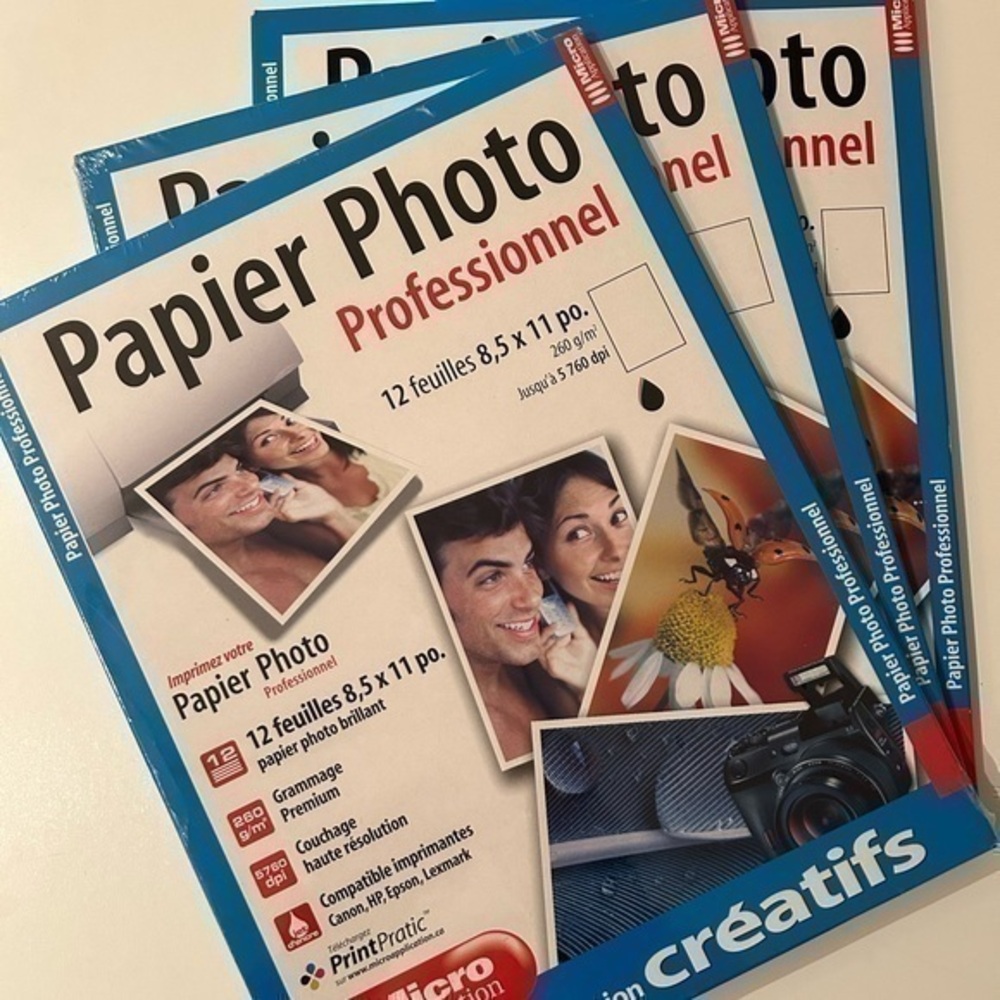 3/25$ NWT Professional Glossy Photo Paper, 3 packs of 12 sheets, 8.5x11 inches